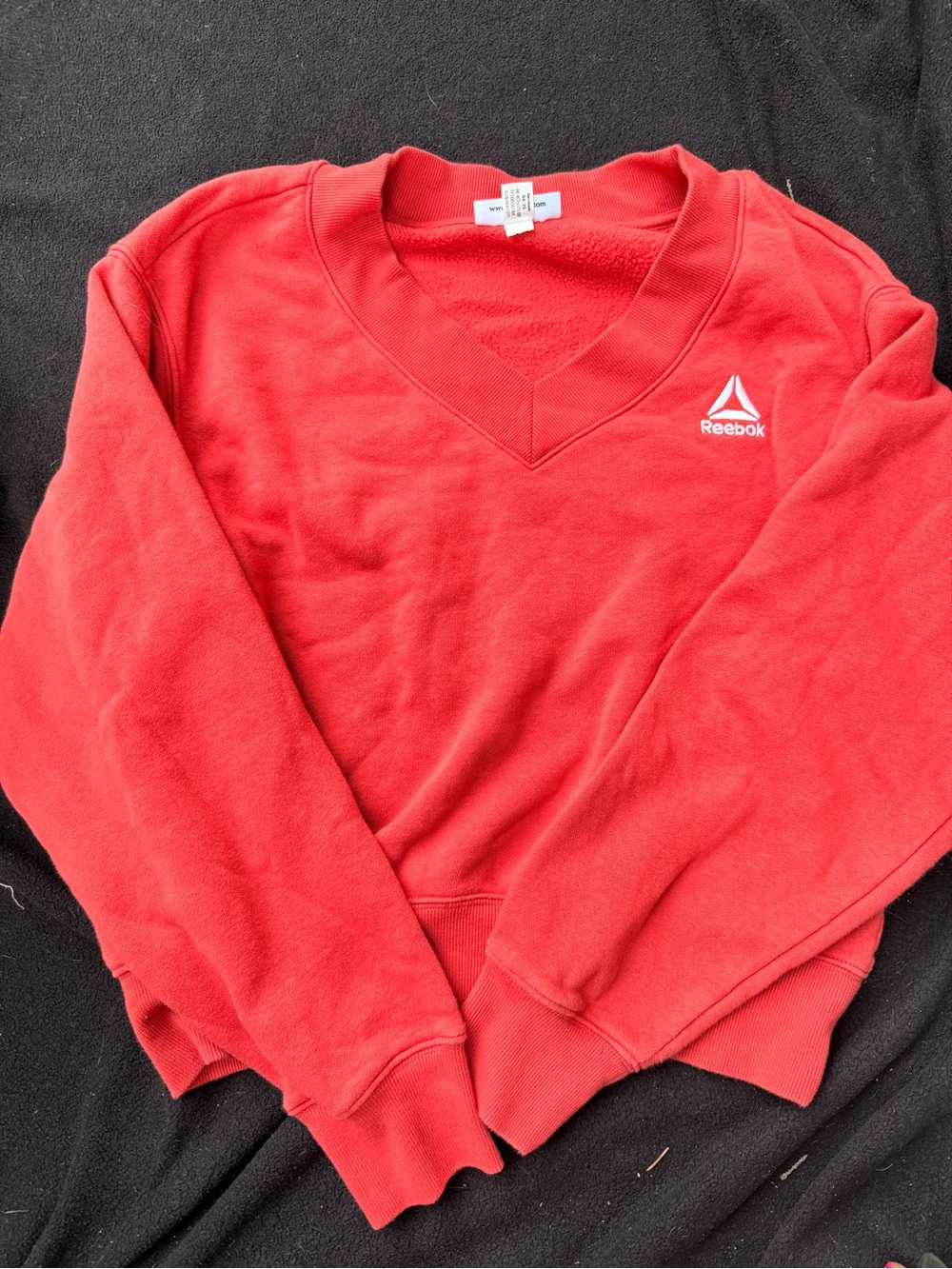 Reebok Men's Bright Red V-Neck Sweatshirt with Logo